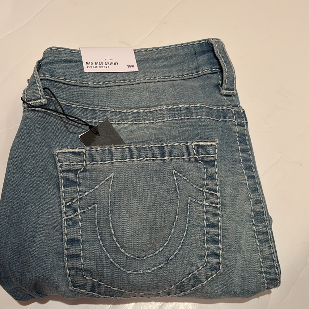 NWT True Religion Light Blue Skinny Jeans Jennie curvy mid rise 30